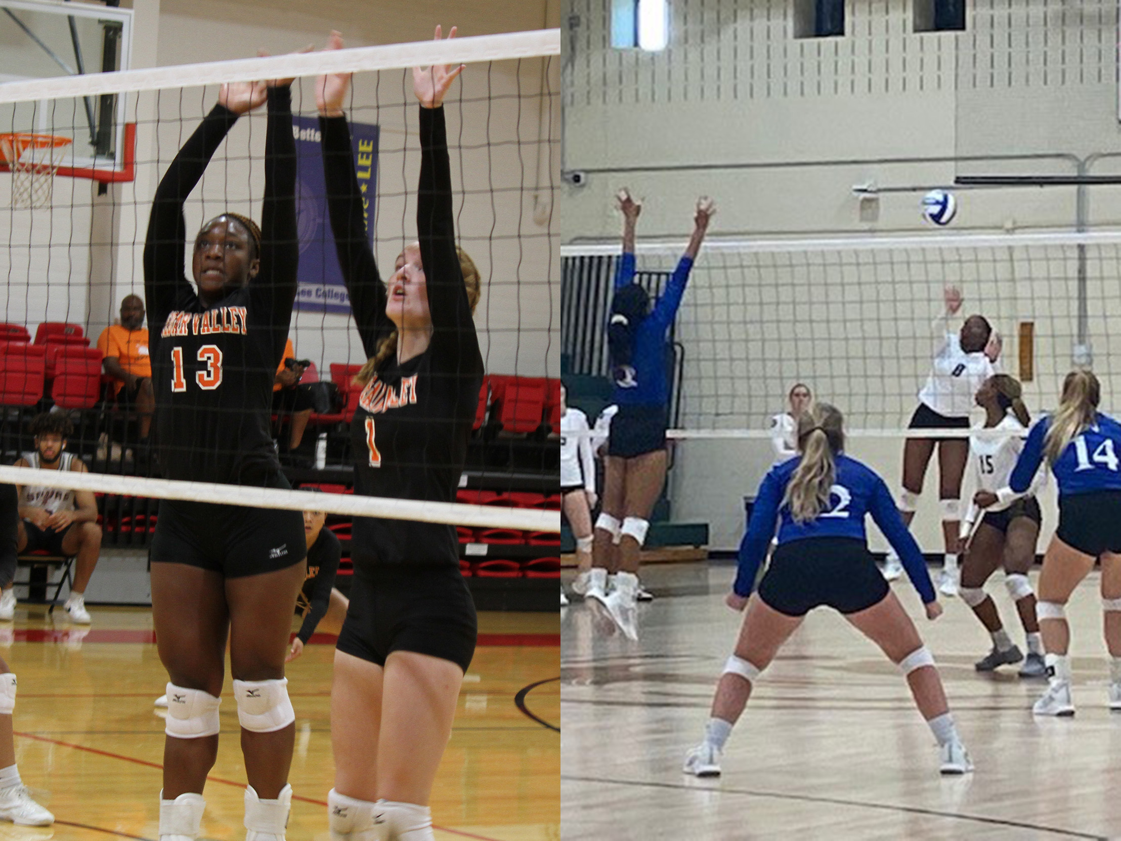 Dallas College Brookhaven's Ariel Austin (right) was named the Dallas Athletic Conference volleyball Offensive Player of the Week. 
