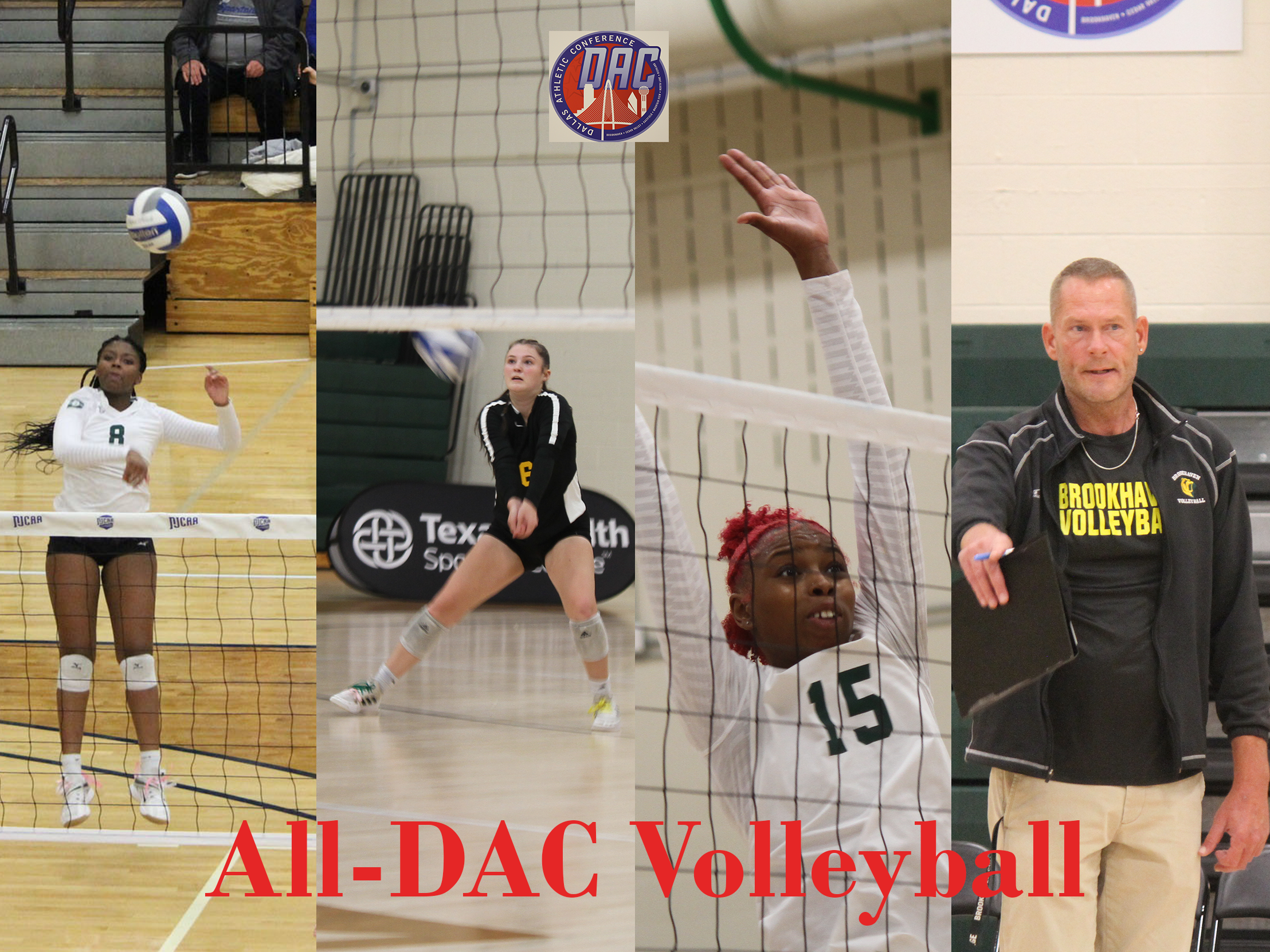 Dallas College Brookhaven had three players of the year on the All-Dallas Athletic Conference volleyball team, and Jason Hopkins earned the league's top coaching honor. 